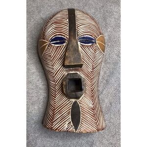 Hand Carved Wooden Songye Mask African Tribal Congo Kifwebe Decor